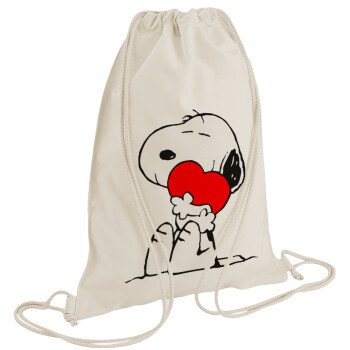 Snoopy, Τσάντα πλάτης πουγκί GYMBAG natural (28x40cm)