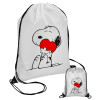 Snoopy, Τσάντα πουγκί με μαύρα κορδόνια 45χ35cm (1 τεμάχιο)