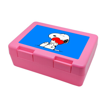 Snoopy, Παιδικό δοχείο κολατσιού ΡΟΖ 185x128x65mm (BPA free πλαστικό)