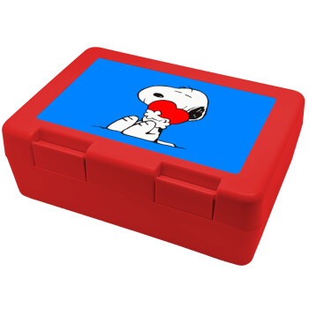 Snoopy, Παιδικό δοχείο κολατσιού ΚΟΚΚΙΝΟ 185x128x65mm (BPA free πλαστικό)