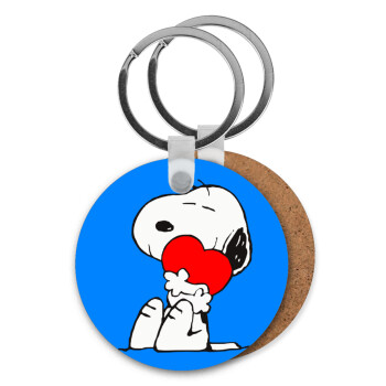 Snoopy, Μπρελόκ Ξύλινο στρογγυλό MDF Φ5cm