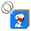 Snoopy, Μπρελόκ Ξύλινο τετράγωνο MDF