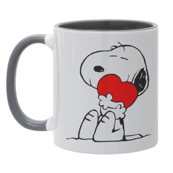 Snoopy, Κούπα χρωματιστή γκρι, κεραμική, 330ml