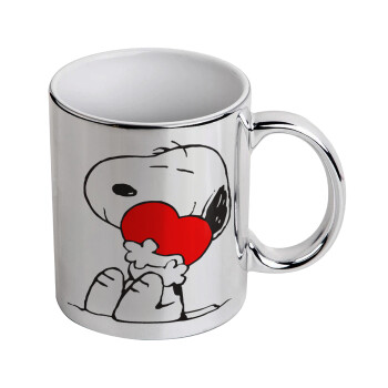 Snoopy, Mug ceramic, silver mirror, 330ml
