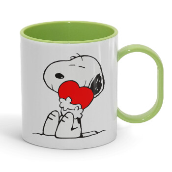 Snoopy, Κούπα (πλαστική) (BPA-FREE) Polymer Πράσινη για παιδιά, 330ml