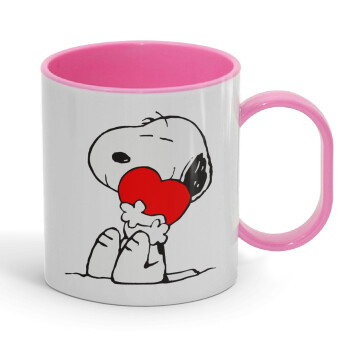 Snoopy, Κούπα (πλαστική) (BPA-FREE) Polymer Ροζ για παιδιά, 330ml