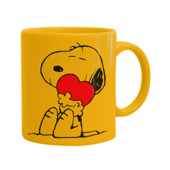 Snoopy, Κούπα, κεραμική κίτρινη, 330ml
