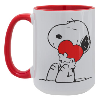 Snoopy, Κούπα Mega 15oz, κεραμική Κόκκινη, 450ml