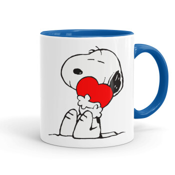 Snoopy, Κούπα χρωματιστή μπλε, κεραμική, 330ml