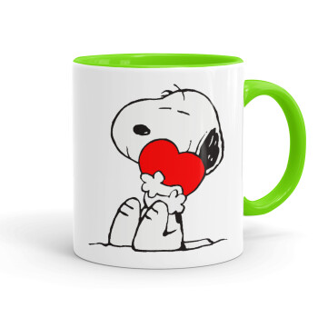 Snoopy, Mug colored light green, ceramic, 330ml