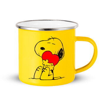 Snoopy, Κούπα Μεταλλική εμαγιέ Κίτρινη 360ml