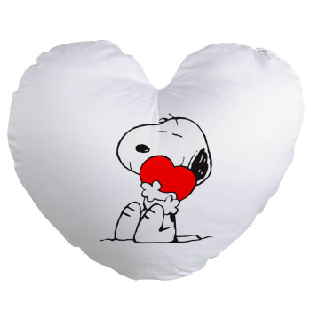 Snoopy, Μαξιλάρι καναπέ καρδιά 40x40cm περιέχεται το  γέμισμα