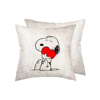 Snoopy, Μαξιλάρι καναπέ Δερματίνη Γκρι 40x40cm με γέμισμα