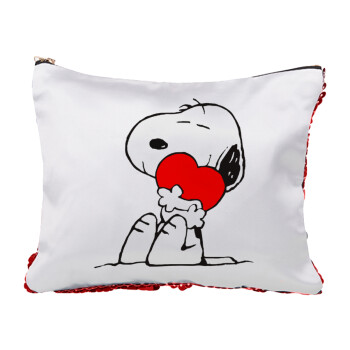 Snoopy, Τσαντάκι νεσεσέρ με πούλιες (Sequin) Κόκκινο