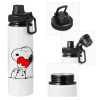 Metal water bottle with safety cap, aluminum 850ml