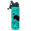 Metallic water bottle with safety lid, 850ml aluminum