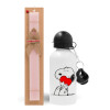 Easter Set, metallic aluminum bottle (500ml) & aromatic flat Easter candle (30cm) (PINK)