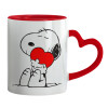 Mug heart red handle, ceramic, 330ml