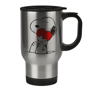 Snoopy, Stainless steel travel mug with lid, double wall 450ml