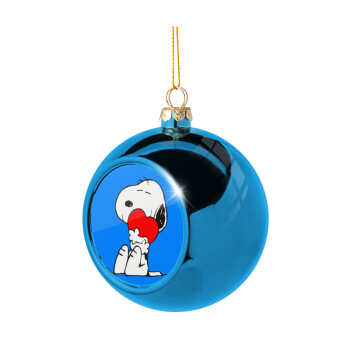 Snoopy, Blue Christmas tree ball ornament 8cm