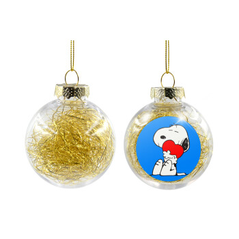 Snoopy, Χριστουγεννιάτικη μπάλα δένδρου διάφανη με χρυσό γέμισμα 8cm