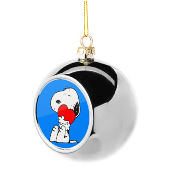 Snoopy, Χριστουγεννιάτικη μπάλα δένδρου Ασημένια 8cm