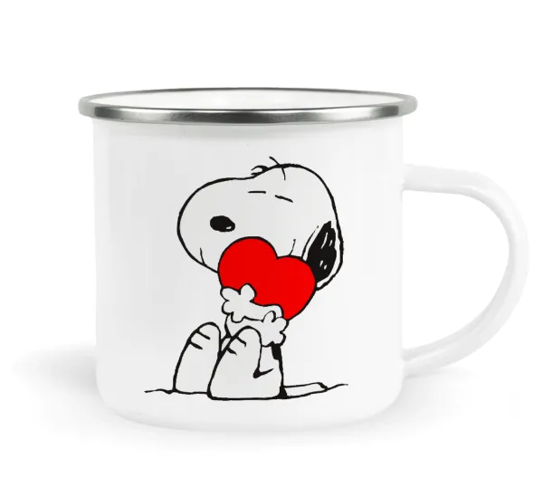 Snoopy — Metallic enamel cup white 360ml
