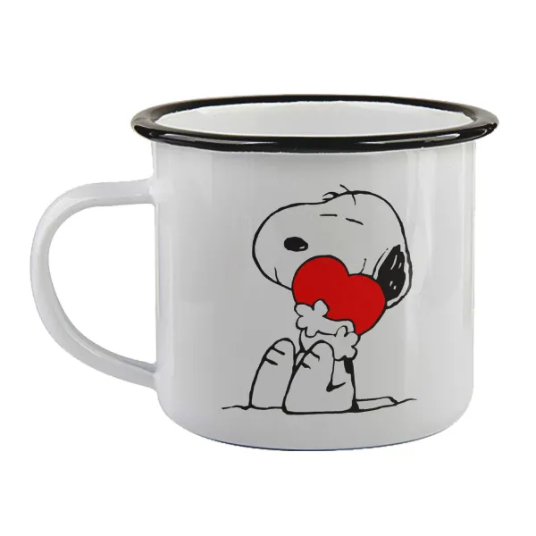 Snoopy — Enamel mug with black rim, 360ml