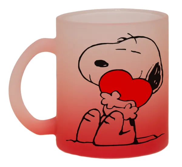 Snoopy — Two-tone glass mug with matte red base, 330ml