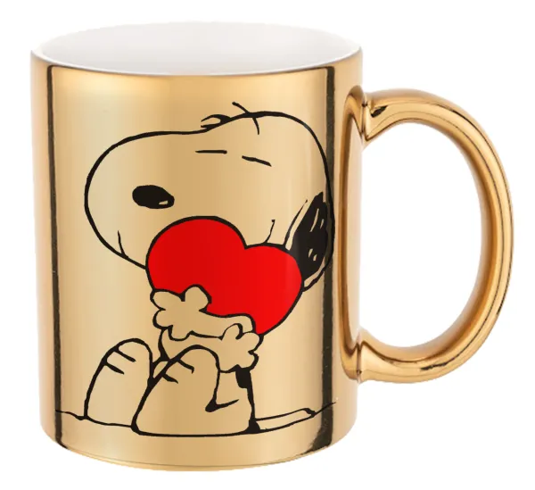 Snoopy — Mug ceramic, gold mirror, 330ml