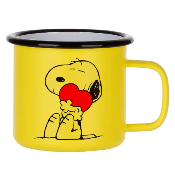 Snoopy — Κούπα Μεταλλική εμαγιέ ΜΑΤ Κίτρινη 360ml