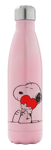 Snoopy — Μεταλλικό παγούρι θερμός Ροζ Ιριδίζον (Stainless steel), διπλού τοιχώματος, 500ml