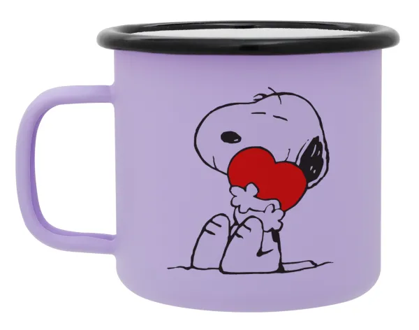 Snoopy — Metal enamel mug, matte light pastel purple, 360ml