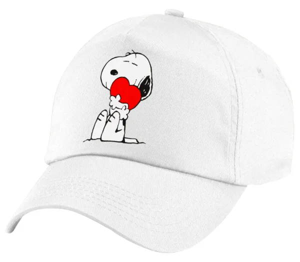 Snoopy — Πεντάφυλλο καπέλο Λευκό, 100% Βαμβακερό (Twill), με ρύθμιση, unisex