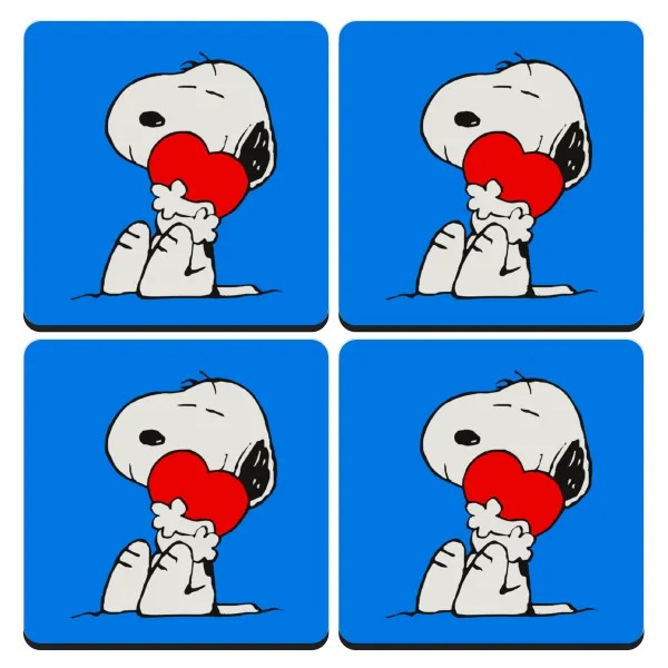 Snoopy — Σουβέρ ξύλινα τετράγωνα (9cm)