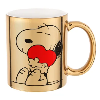 Snoopy, Mug ceramic, gold mirror, 330ml
