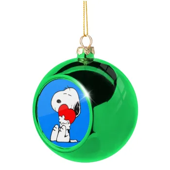 Snoopy, Στολίδι Χριστουγεννιάτικη μπάλα δένδρου Πράσινη 8cm