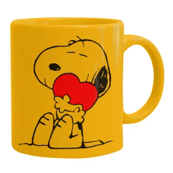 Snoopy, Κούπα, κεραμική κίτρινη, 330ml