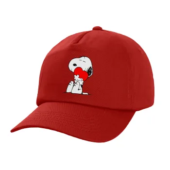 Snoopy, Children's Baseball Cap, 100% Cotton Twill, Red (COTTON, CHILDREN'S, UNISEX, ONE SIZE)