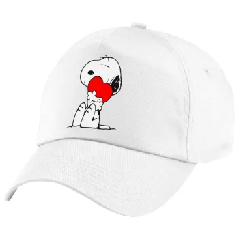 Snoopy, Καπέλο παιδικό Baseball, 100% Βαμβακερό Twill, Λευκό (ΒΑΜΒΑΚΕΡΟ, ΠΑΙΔΙΚΟ, UNISEX, ONE SIZE)