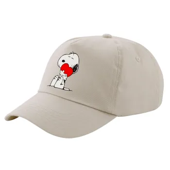 Snoopy, Μπεζ (SAND) Πεντάφυλλο Καπέλο Ενηλίκων Βαμβακερό (UNISEX, ONE SIZE)