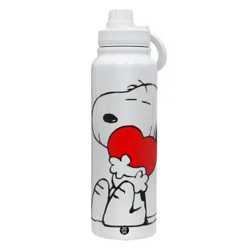 Snoopy, Θερμός 1L Ανοξείδωτο με Βάση Κινητού & Διπλά Τοιχώματα