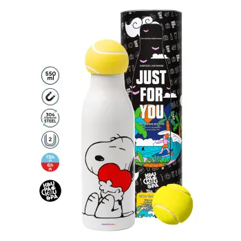Snoopy, Μπάλα τένις μεταλλικό παγούρι θερμός, διπλού τοιχώματος, 550ml