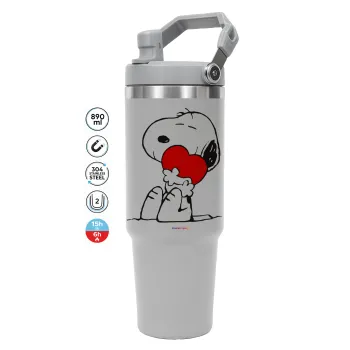 Snoopy, ΓΚΡΙ χρώματος Θερμός Ανοξείδωτο 890ml (30oz) με χερούλι