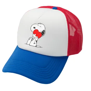 Snoopy, Καπέλο Ενηλίκων Soft Trucker με Δίχτυ Red/Blue/White (POLYESTER, ΕΝΗΛΙΚΩΝ, UNISEX, ONE SIZE)