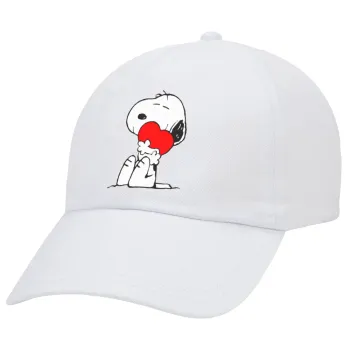 Snoopy, Καπέλο Ενηλίκων Baseball Λευκό 5-φύλλο (POLYESTER, ΕΝΗΛΙΚΩΝ, UNISEX, ONE SIZE)