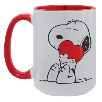 Snoopy, Κούπα Mega 15oz, κεραμική Κόκκινη, 450ml