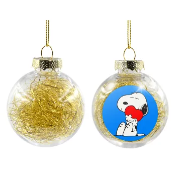 Snoopy, Transparent Christmas tree ball ornament with gold filling 8cm