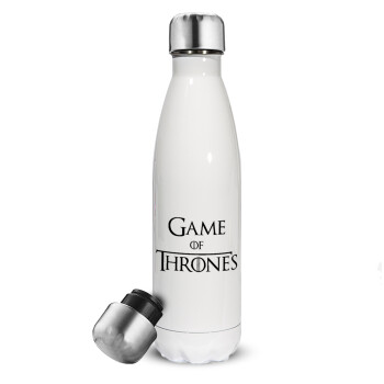 Game of Thrones, Μεταλλικό παγούρι θερμός Λευκό (Stainless steel), διπλού τοιχώματος, 500ml