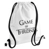 Game of Thrones, Τσάντα πλάτης πουγκί GYMBAG λευκή, με τσέπη (40x48cm) & χονδρά κορδόνια